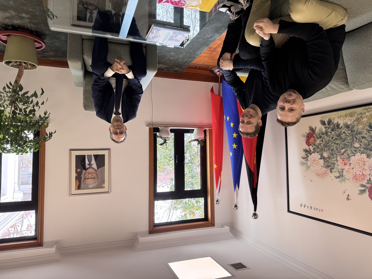 Thomas Derksen recording the Made in China podcast at the German Consulate, Shanghai